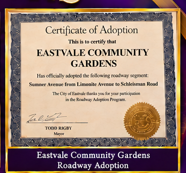 Certificate of Adoption for Eastvale Community Gardens roadway adoption