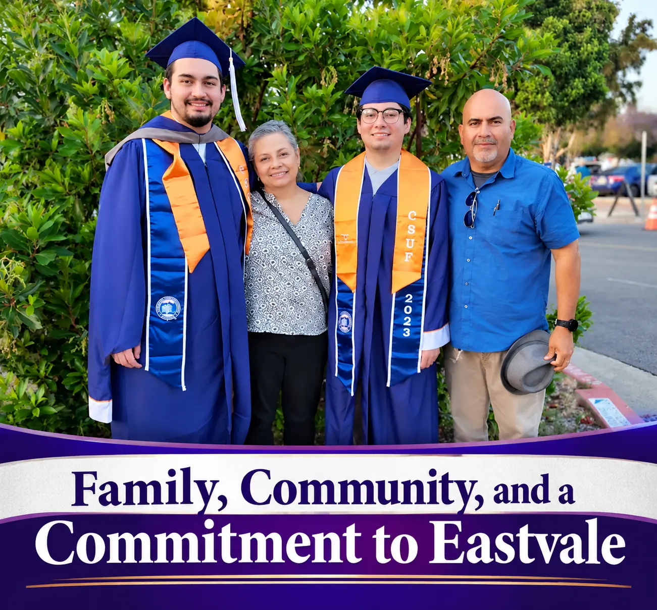 Raul and his family celebrating a graduation milestone